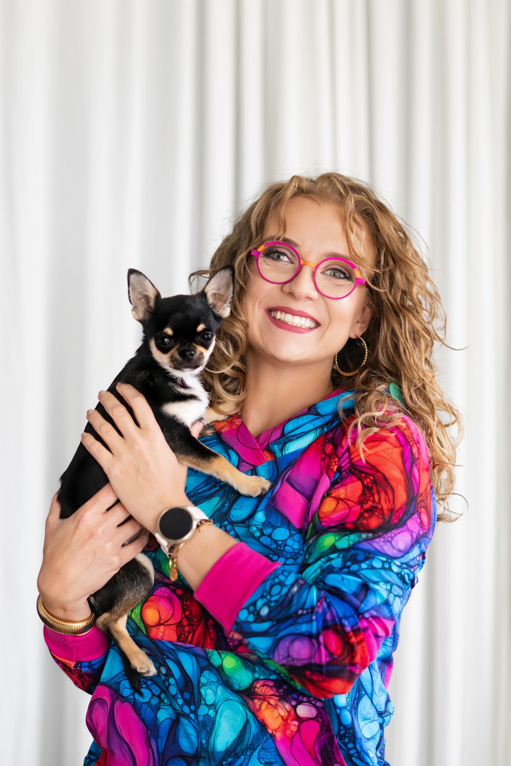 Aleksandra z psem na rękach, sesja zdjęciowa